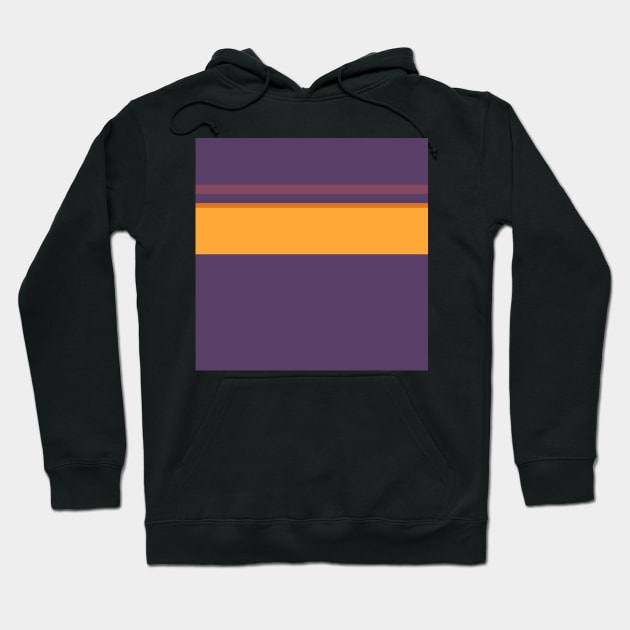 A well-made federation of Old Heliotrope, Dark Mauve, Dark Salmon, Brownish Orange and Mango stripes. Hoodie by Sociable Stripes